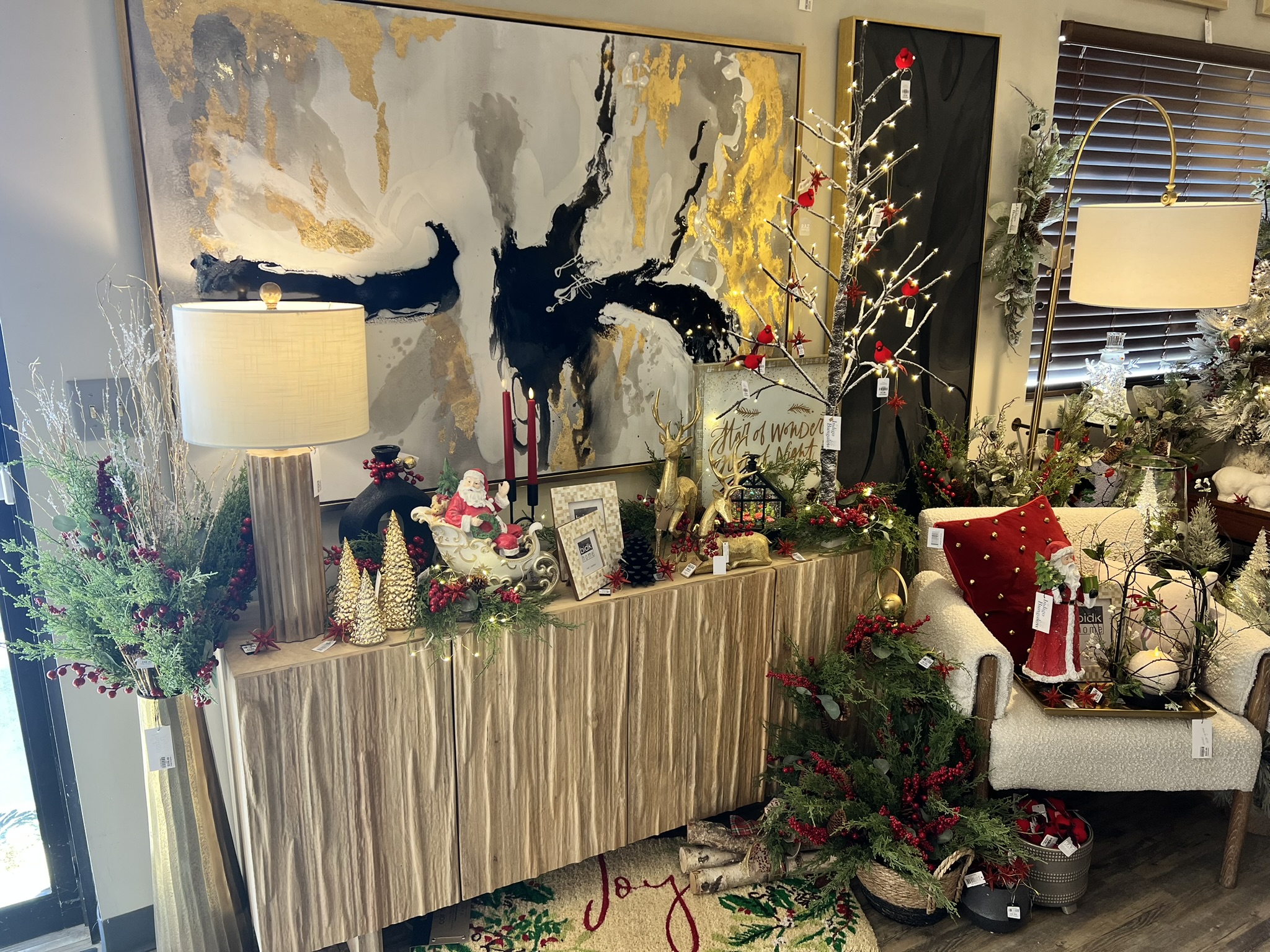 Holiday display inside of The Indigo Bungalow.