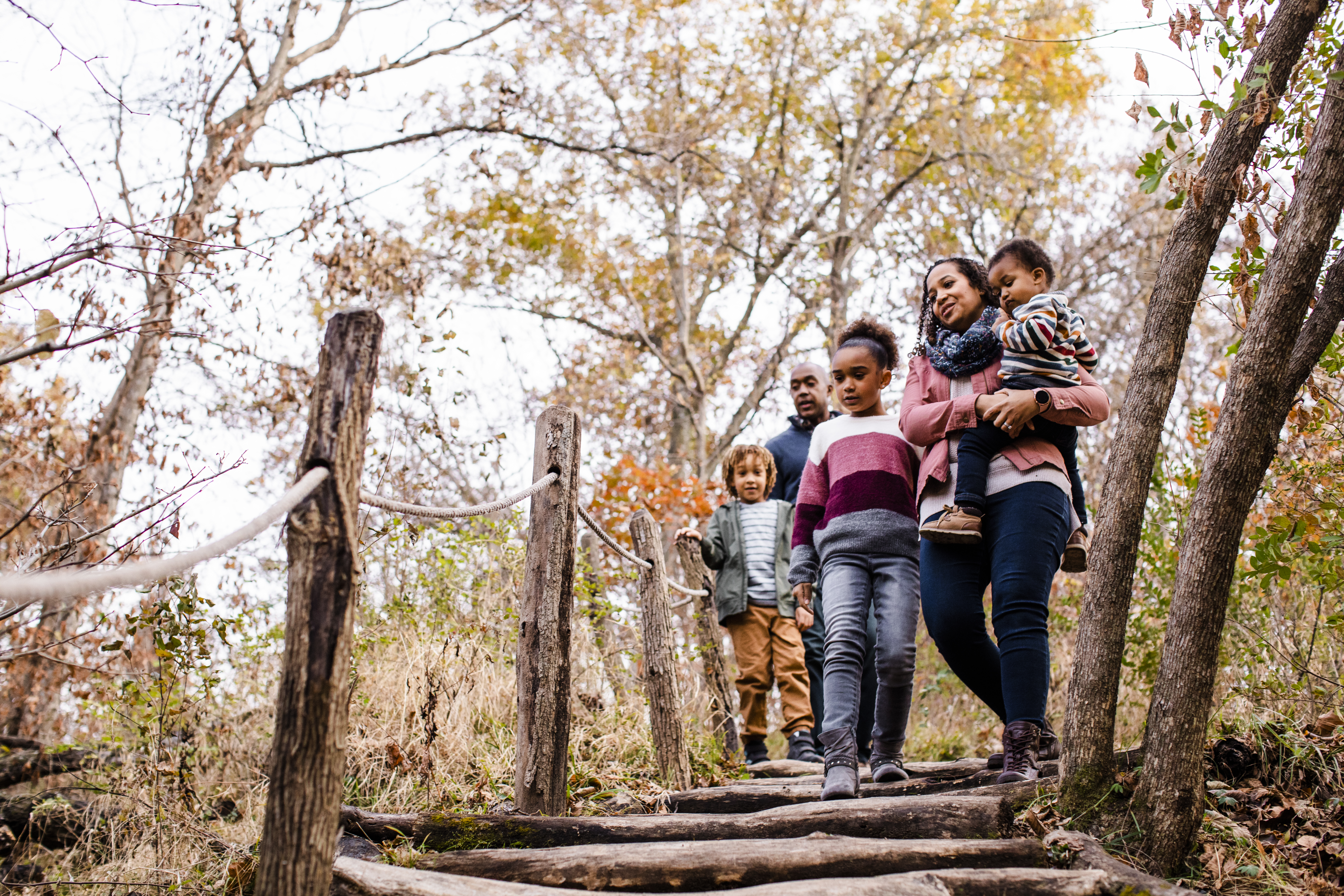 Family hiking at Arbor Day Farm.