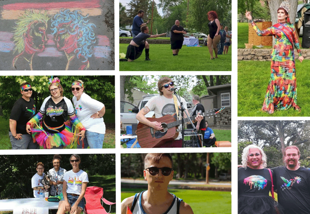 A collage of photos from Pride in the Park with Alliance Pride.