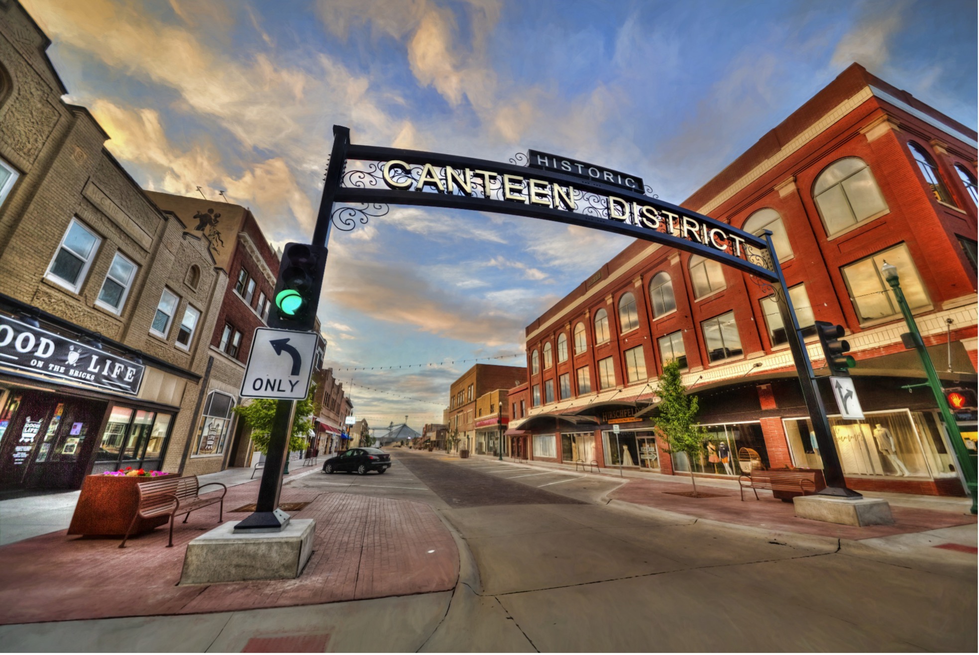 The entrance sign for Historic Canteen District in North Platte.
