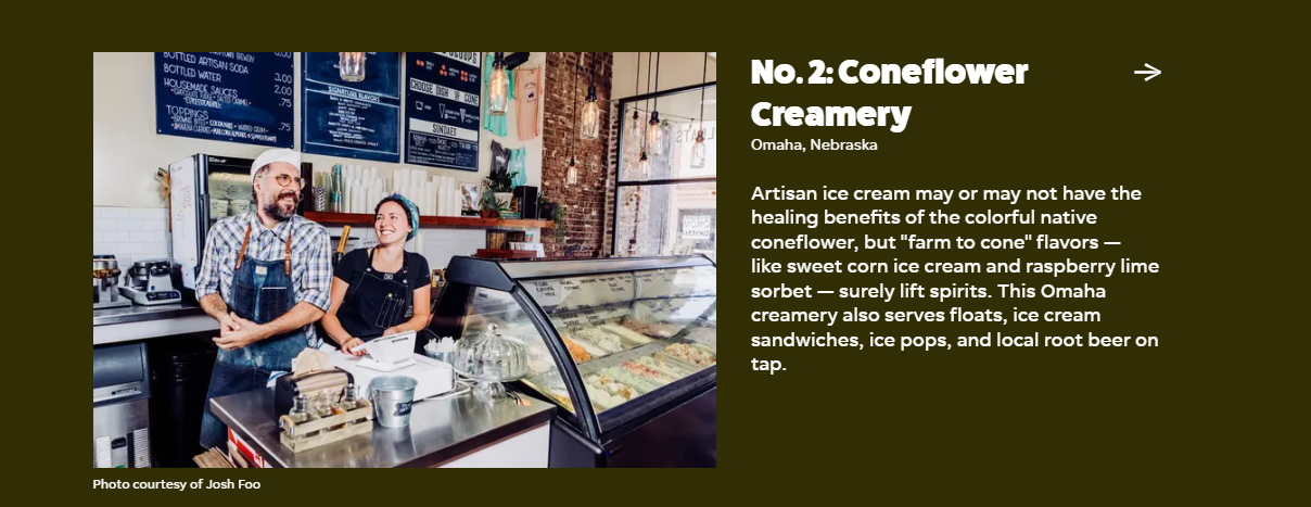 Coneflower Creamery segment in USA TODAY 10BEST