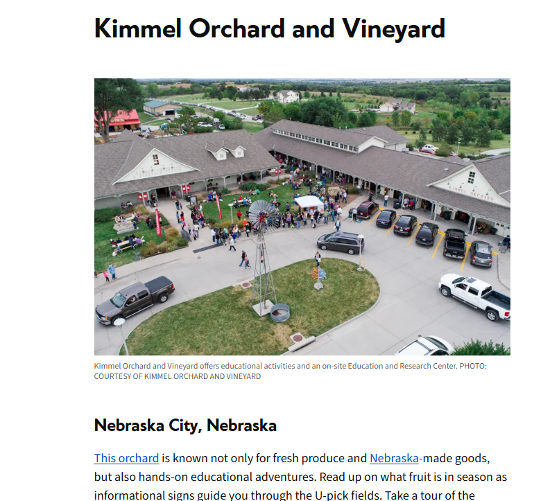 Midwest Living Article featuring Kimmel Orchard