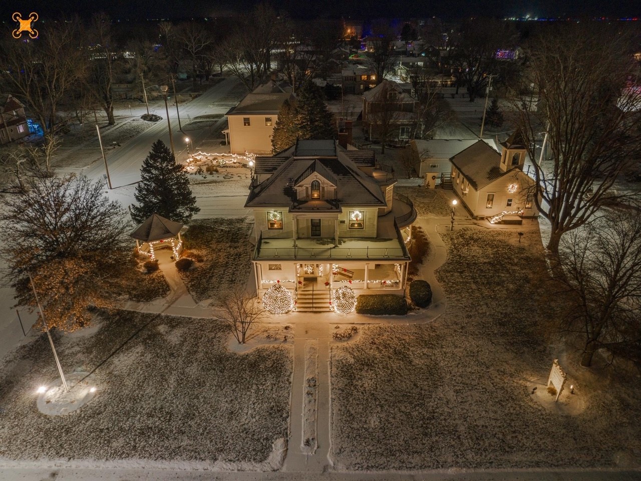 An aerial view of the exterior of the Burt County Museum.