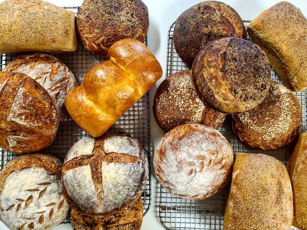 Various loaves of bread from The Danish Baker.