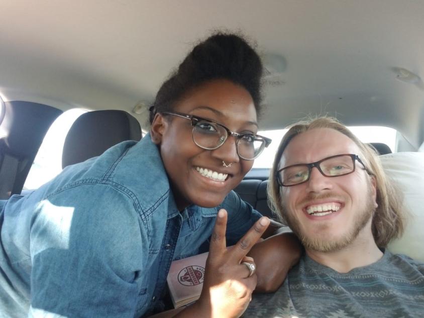 Couple selfie in car