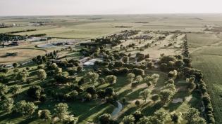 Drone shot of the Holdrege golf club at sunset