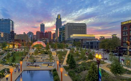View of the sunset at The RiverFront.