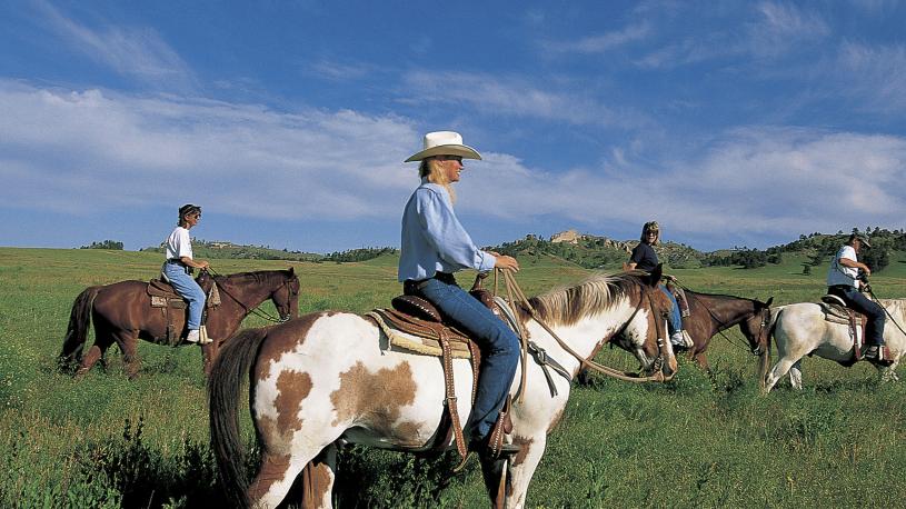 Horseback riders at fort Robinson State Park.