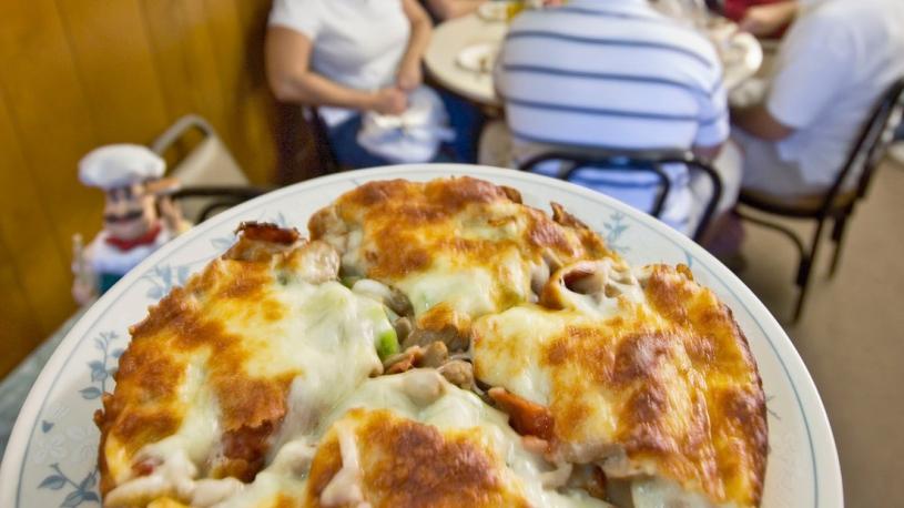 A pizza from The Danish Bakery.