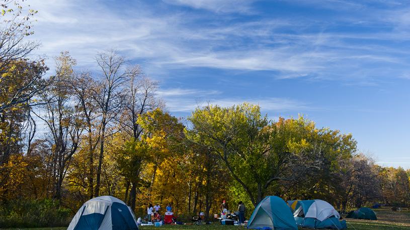 Fall camping at Indian Cave State Park.