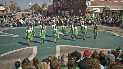 Irish Dancers in the streets of nebraska for st paddy's day