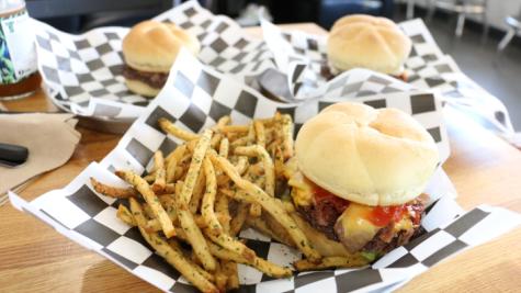 A burger and fries from Hones Abe's Burgers & Freedom.