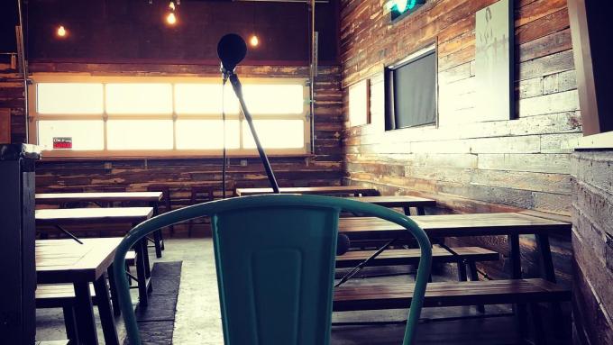 Daylight shines into the wood-paneled room of the Bolo Beer Co. in Valentine, Nebraska.