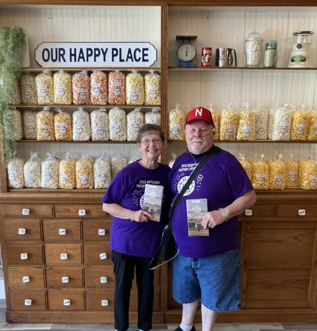 Couple infront of popcorn